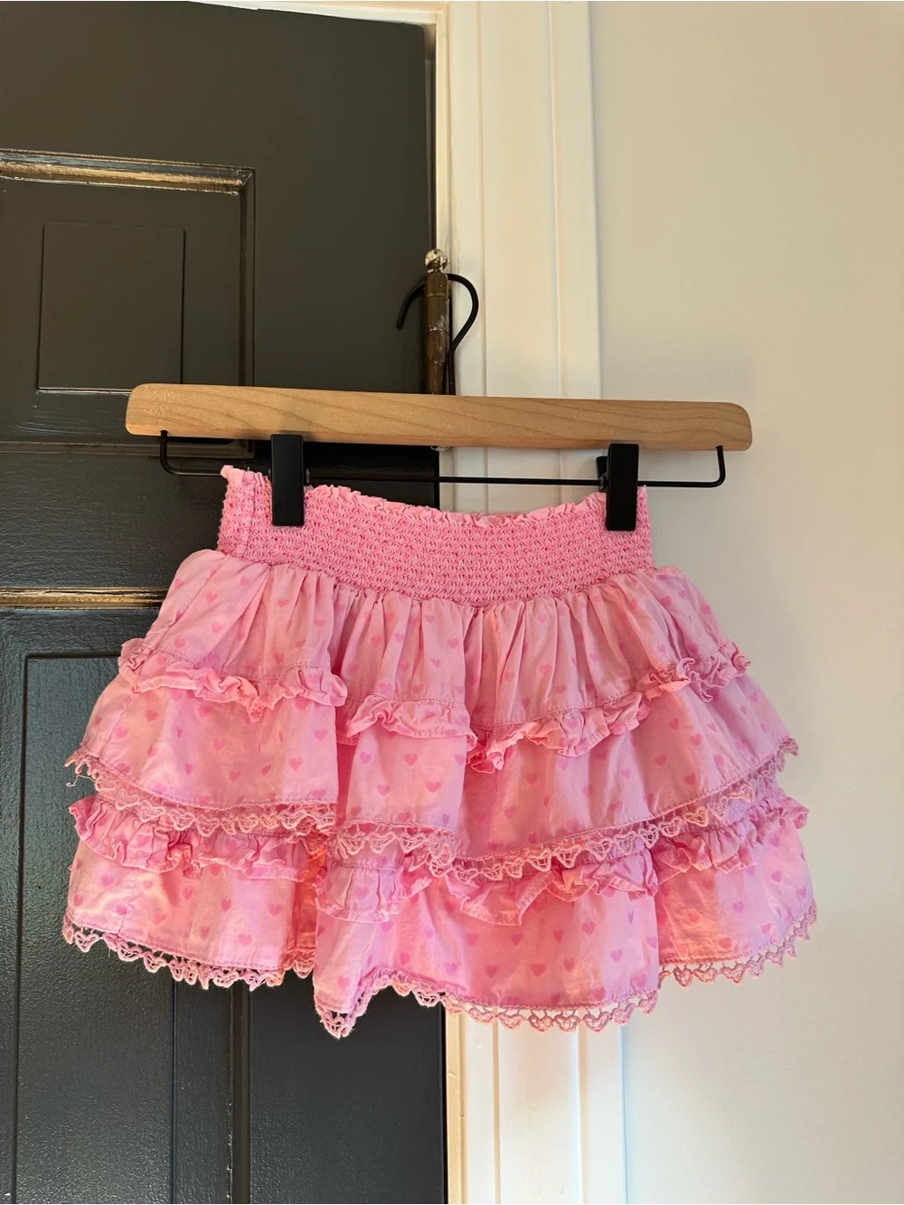 American Girl x LoveShackFancy Rosy Ruffles Billie Skirt Pink Hearts XS 6
